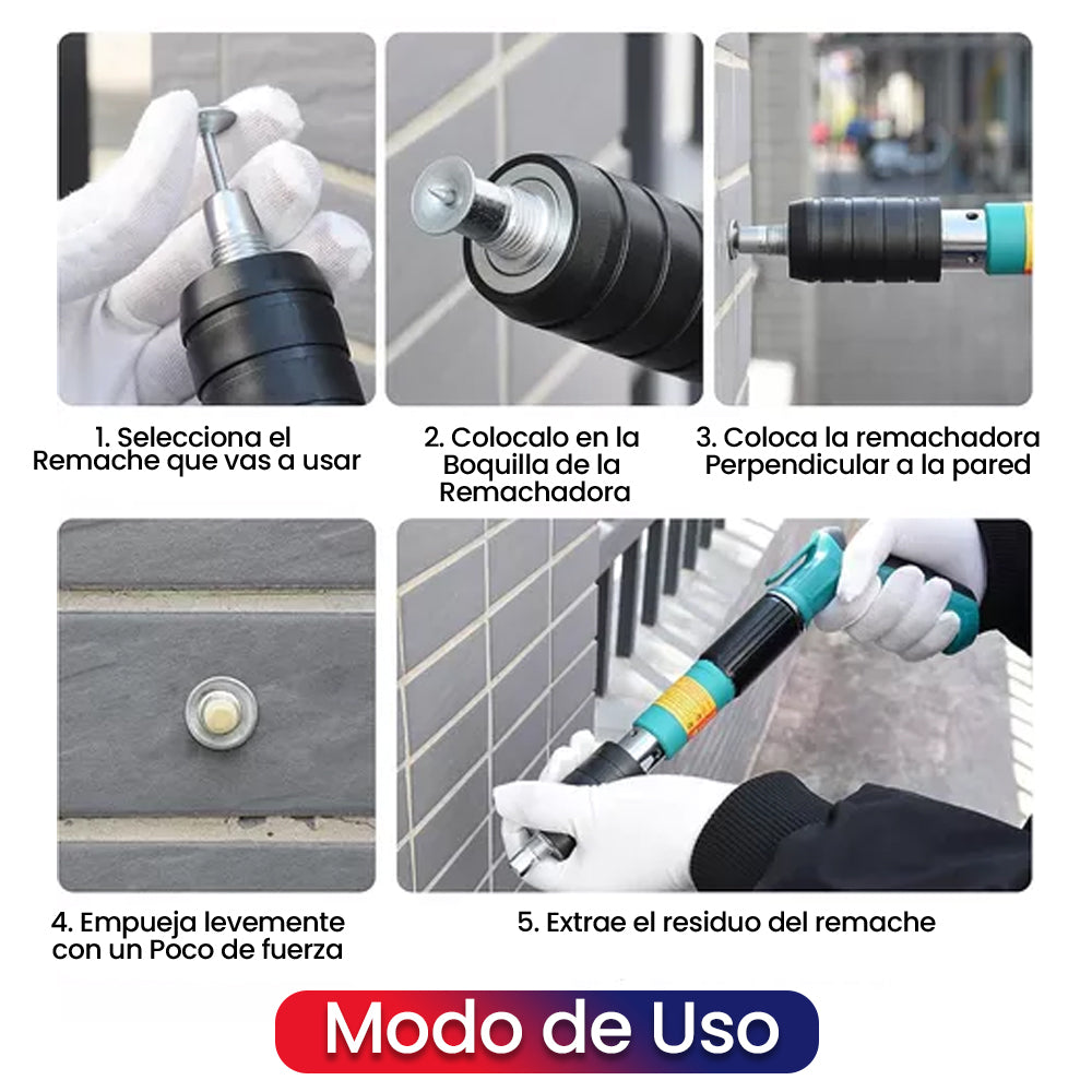 Kit de Pistola Remachadora + Paquete de 50 Remaches Fulminantes